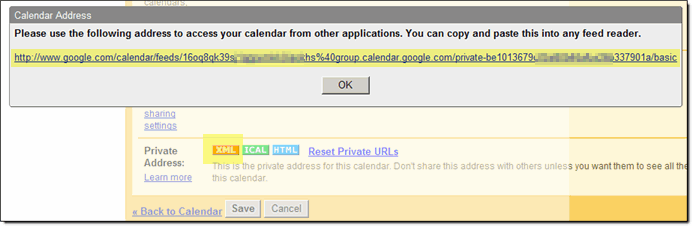 Google Calendar Feed URL